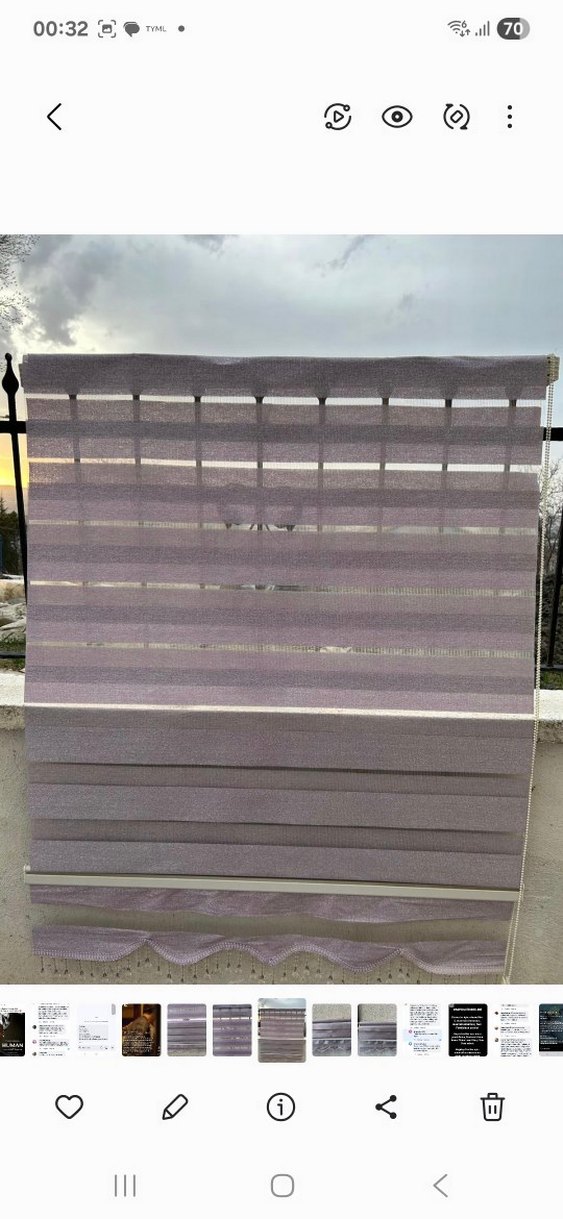 Mor Gri Düz Desen Perde - Görsel 3