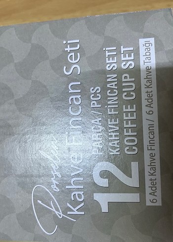 Gri Detaylı Beyaz Porselen Fincan Takımı - Görsel 5