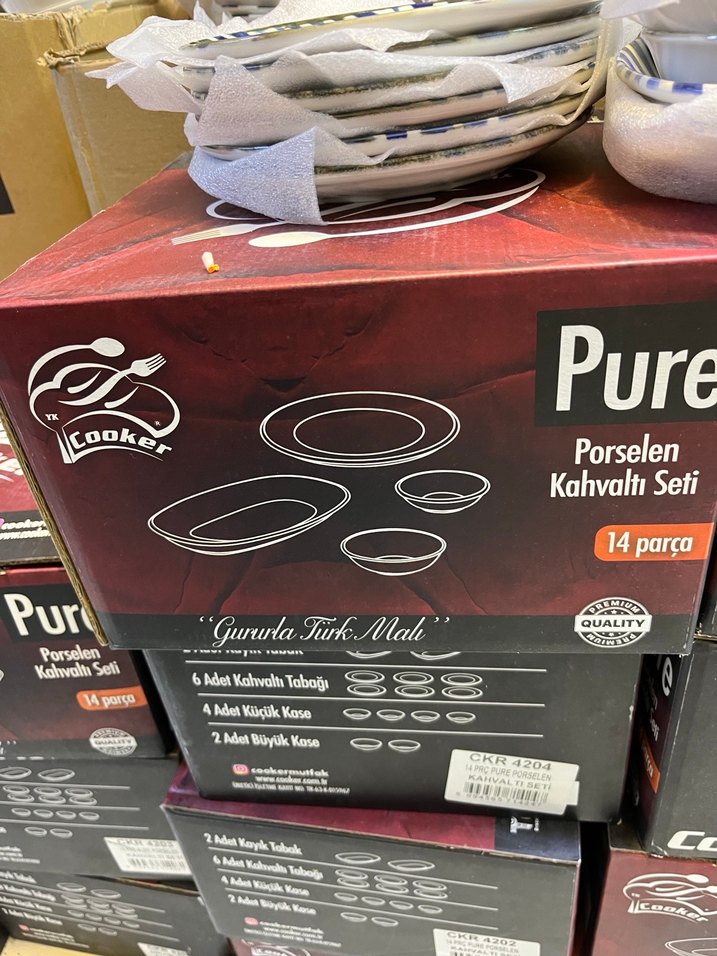 Bordo Desenli 14 Parça Porselen Kahvaltı Seti - Görsel 3