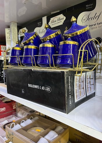 Kobalt Mavi Altın Detaylı 7 Parça Baharatlık Seti - Görsel 2