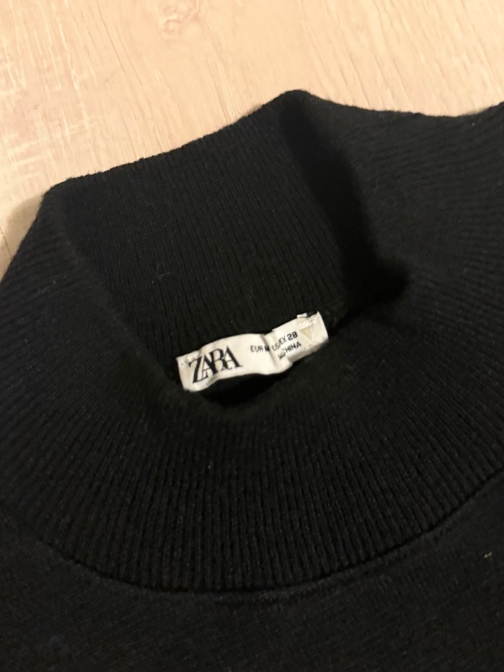 Zara Siyah Yüksek Yakalı Kısa Kollu  Elbise - Görsel 2