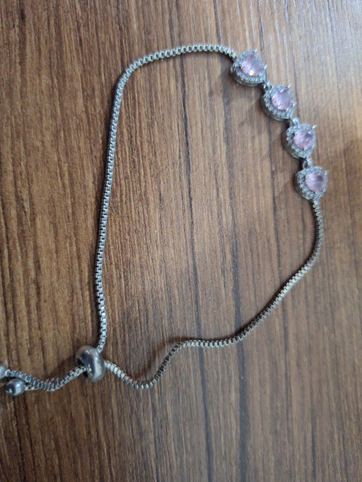 Pembe Nakışlı Zincir Detaylı Bohem Bileklik - Görsel 2