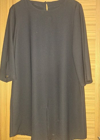 Siyah Midi Kadın Tunik, Uzun Kollu, Salaş Kesim - Görsel 3