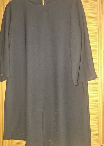 Siyah Midi Kadın Tunik, Uzun Kollu, Salaş Kesim - Görsel 2