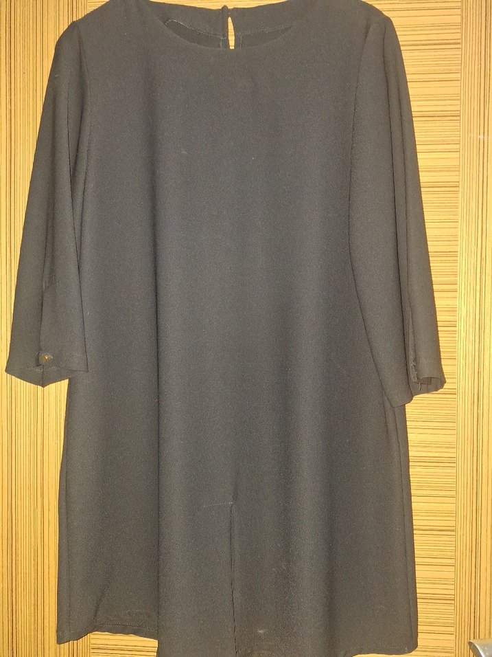 Siyah Midi Kadın Tunik, Uzun Kollu, Salaş Kesim - Görsel 3