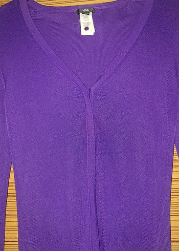 Mor V-Yaka İnce Örgü Kadın Hırka - Görsel 3