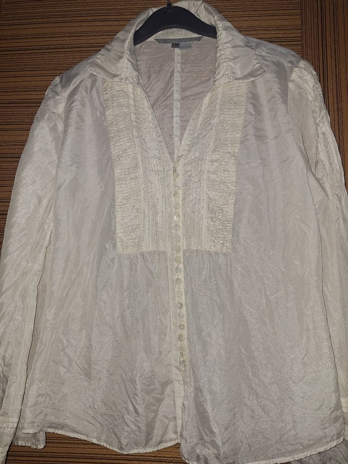 Düğmeli V Yaka Keten Kadın Gömlek - Görsel 2