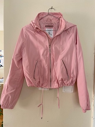 s Beden Bershka Toz Pembe Yağmurluk