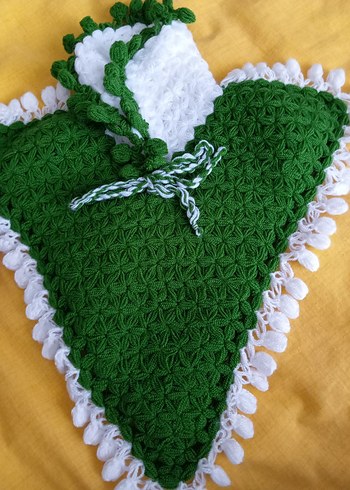 Yeşil ve Beyaz El Örgüsü Banyo Süngeri - Görsel 3