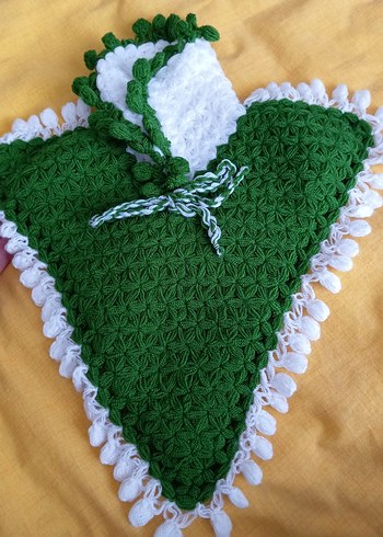 Yeşil ve Beyaz El Örgüsü Banyo Süngeri - Görsel 2