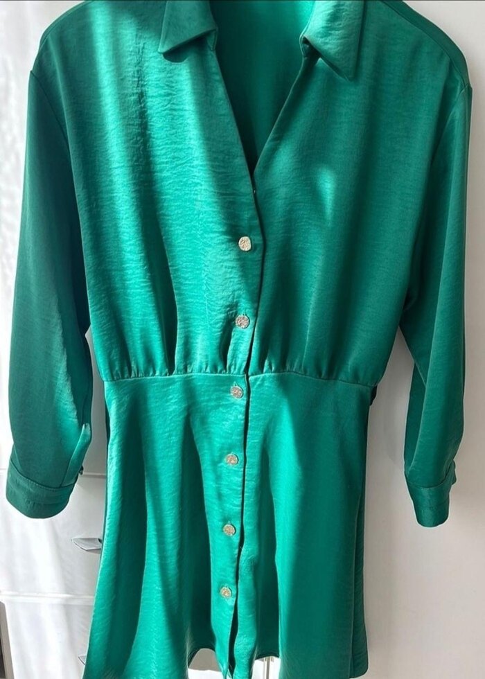 Parlak Yeşil Kadın Elbise - Görsel 3