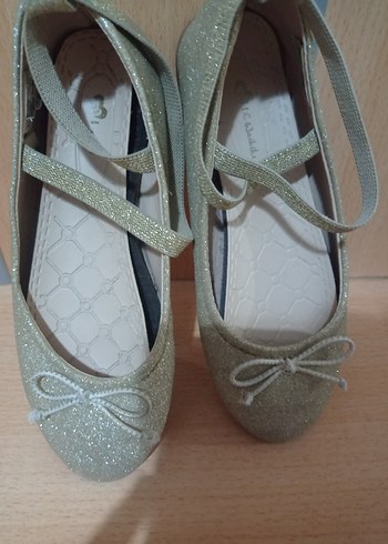 Kız Çocuk Parlak Bej Babet Ayakkabı - Görsel 2