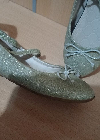 Kız Çocuk Parlak Bej Babet Ayakkabı - Görsel 3