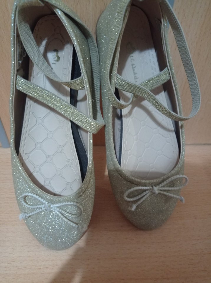 Kız Çocuk Parlak Bej Babet Ayakkabı - Görsel 2