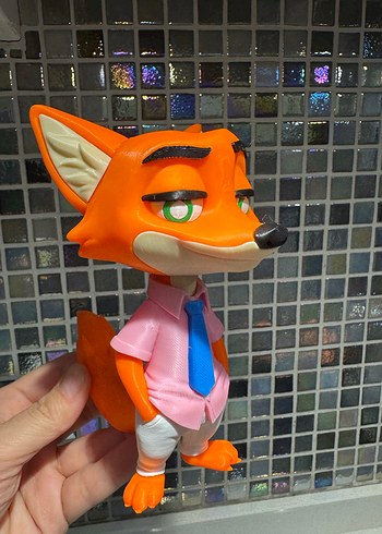 Renkli Turuncu Tilki Figürü 3D