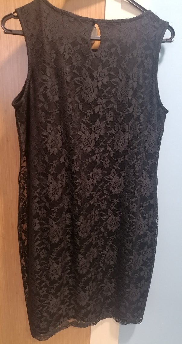 Siyah Dantelli V Yaka Midi Elbise - Görsel 2