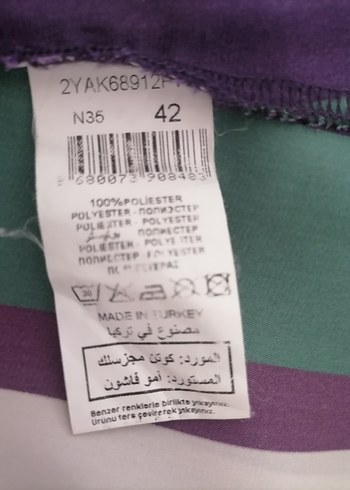 Çizgili, Kısa Kollu, Salaş Kadın Bluz - Görsel 4