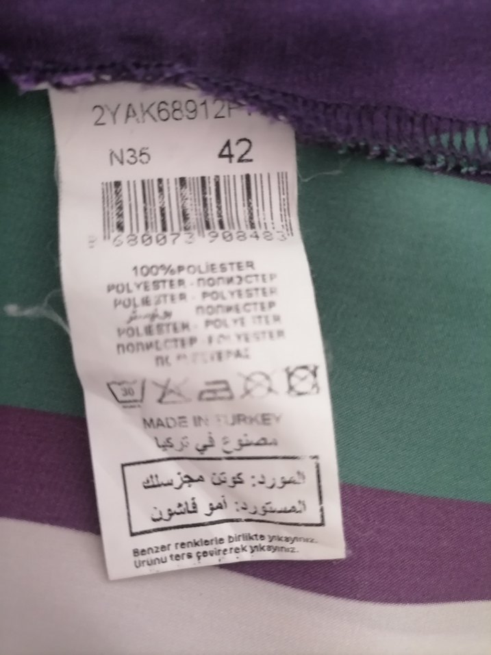 Çizgili, Kısa Kollu, Salaş Kadın Bluz - Görsel 4