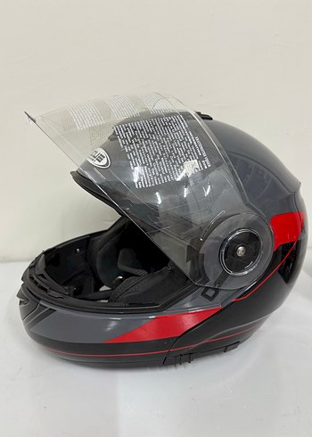 Zeus ZS-3050 BE7 Grey Red Çene Açılır Motosiklet Kaskı - Görsel 3