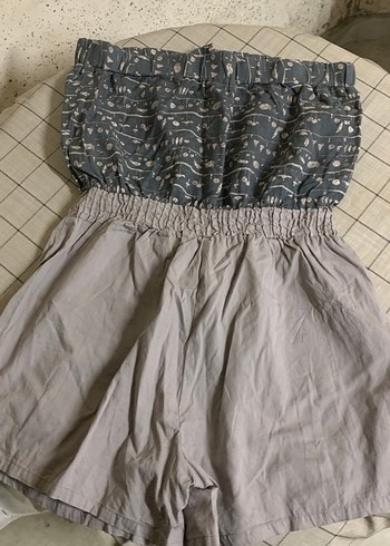 Gri Kemerli Kadın Kısa Tulum - Görsel 2