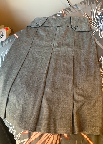 Düğmeli Gri Miidi Etek - Görsel 2