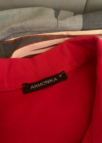 Düğmeli Kırmızı Keten Kadın Gömlek - Görsel 3