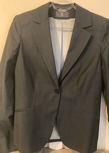 Gri çizgi desenli  kadın Takım Elbise - Görsel 3