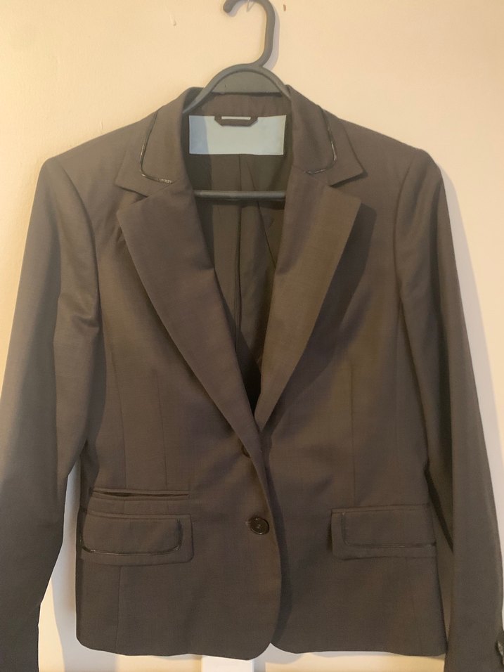 Düğmeli Kahverengi Kadın Ofis Takımı - Görsel 2