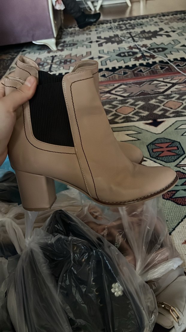 Bej Kadın  Topuklu Bot - Görsel 3