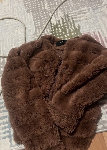 Kadın Kahverengi Suni Kürk Midi Ceket - Görsel 2