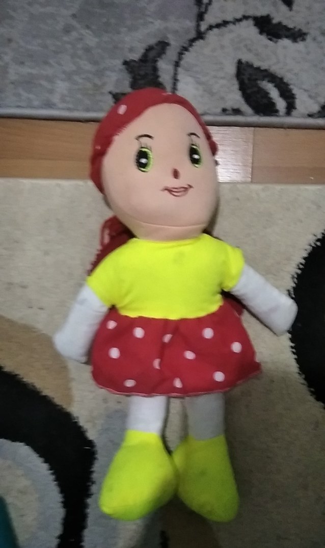 Renkli Puantiyeli Elbiseli Peluş Bebek - Görsel 2