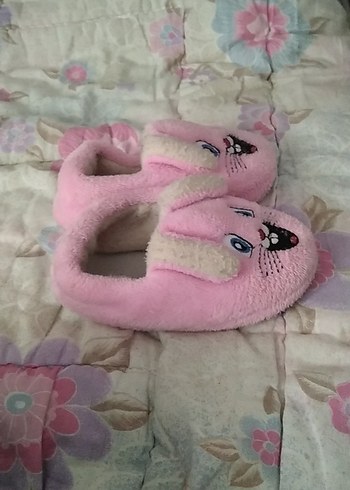 Kızlar için pembe peluş terlik - Görsel 3