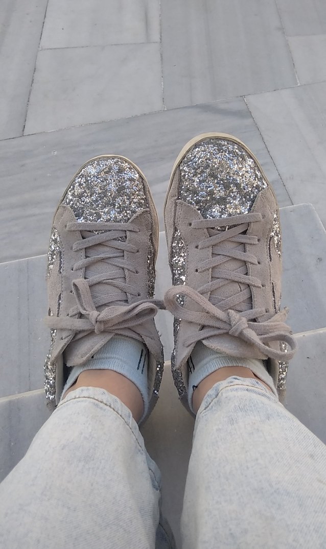 Gri Denim Parlak Kadın Spor Ayakkabı - Görsel 3