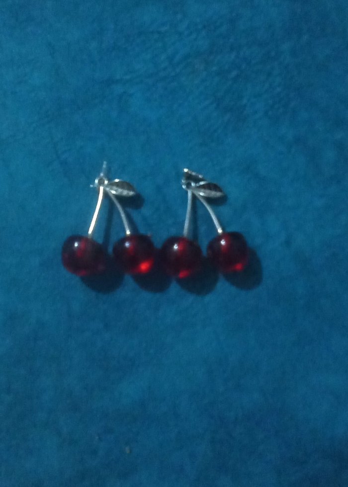 Parlak Kırmızı Kiraz Küpeler - Görsel 3