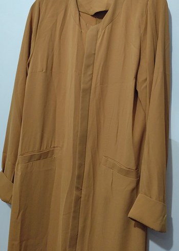 Bej Uzun Kollu Kadın Trençkot - Görsel 2