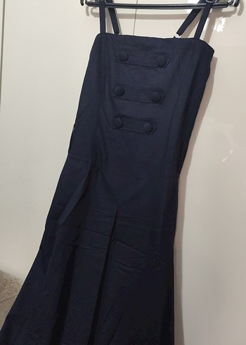 Düğmeli Siyah Uzun Kadın Tulum - Görsel 2