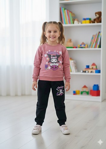 Pembe Uzun Kollu Kadın Pijama Takımı - Görsel 2