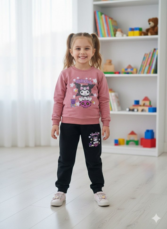 Pembe Uzun Kollu Kadın Pijama Takımı - Görsel 2