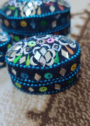 Mavi İşlemeli Geleneksel El Sanatları Kutuları - Görsel 2