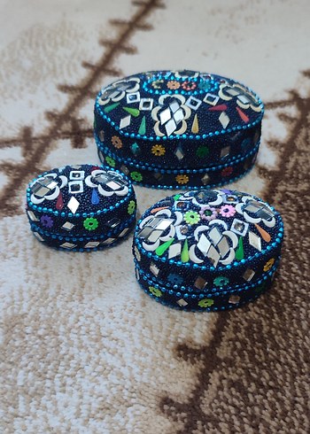 Mavi İşlemeli Geleneksel El Sanatları Kutuları - Görsel 4