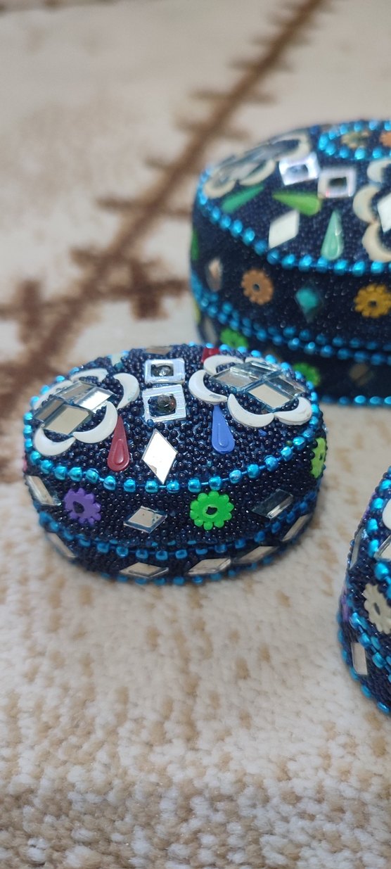 Mavi İşlemeli Geleneksel El Sanatları Kutuları - Görsel 3