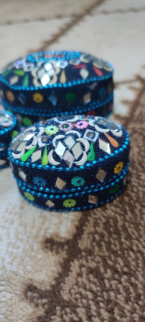 Mavi İşlemeli Geleneksel El Sanatları Kutuları - Görsel 2