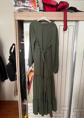 Kadın Haki Uzun Piliseli Elbise - Görsel 2