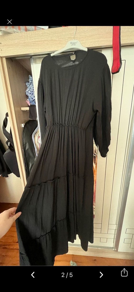 Siyah Uzun Kollu Salaş Siyah Elbise - Görsel 2