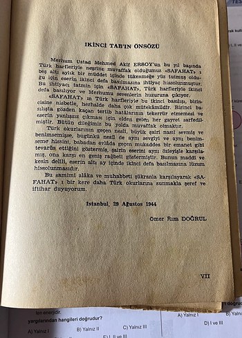 1944Basım Antika Mehmet Akif Ersoyun SAFAHAT kitabı - Görsel 3