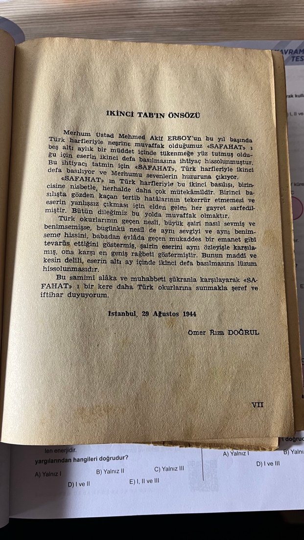 1944Basım Antika Mehmet Akif Ersoyun SAFAHAT kitabı - Görsel 3