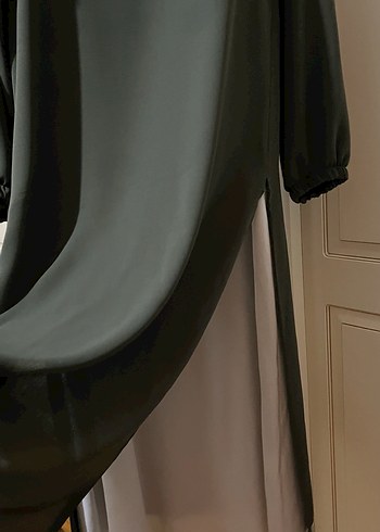 Kadın Haki Uzun Kollu Salaş Elbise - Görsel 2