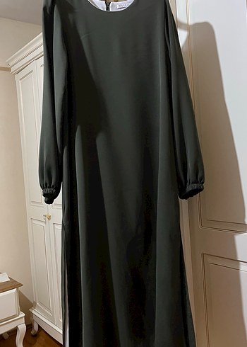 Kadın Haki Uzun Kollu Salaş Elbise - Görsel 3