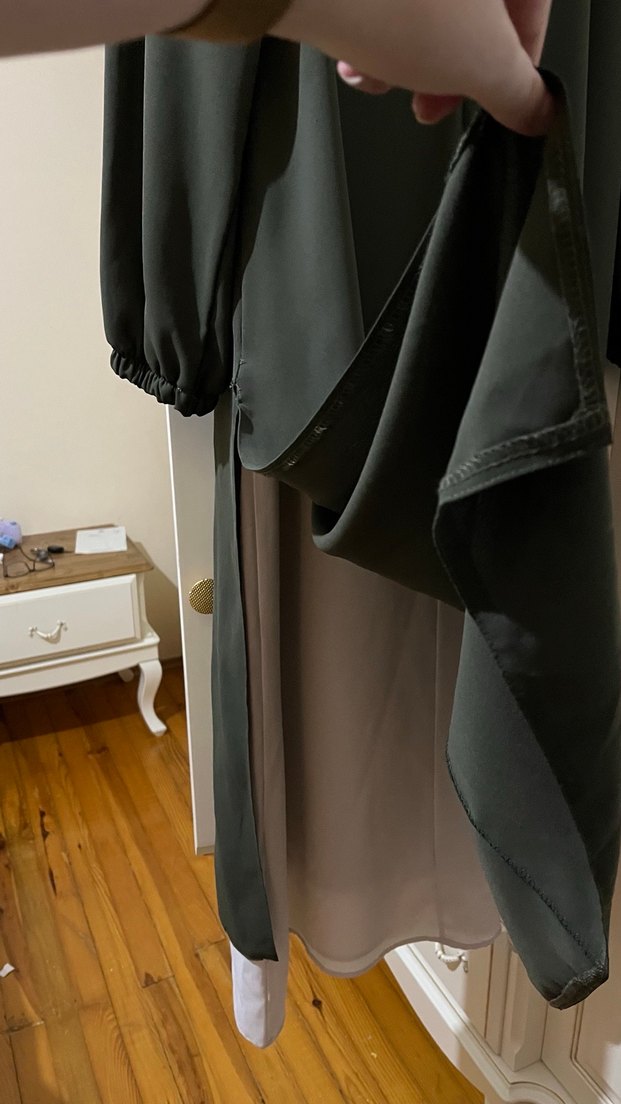 Kadın Haki Uzun Kollu Salaş Elbise - Görsel 5