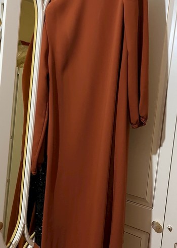 Kadın Uzun Kahverengi Düğmeli Kaban - Görsel 4